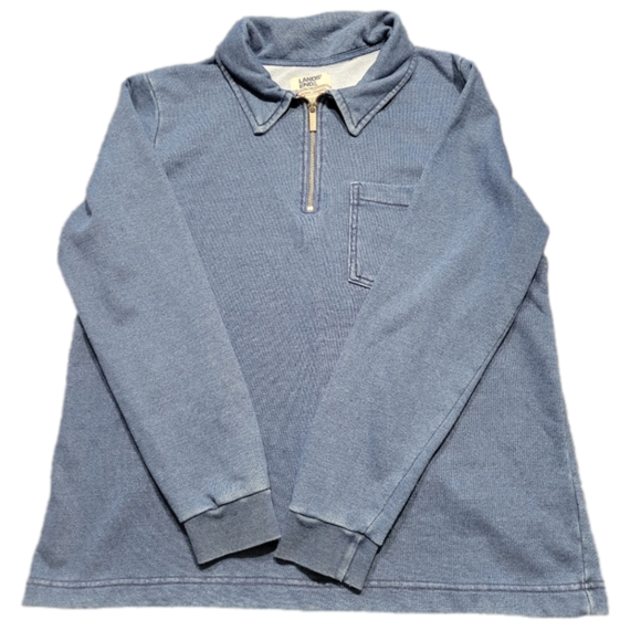 Lands' End Tops - Lands End Serious Sweats Long Sleeve Blue Collared Shirt Quarter Zip